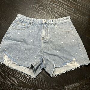 NWT Kittenish Jean shorts with hearts - size XL